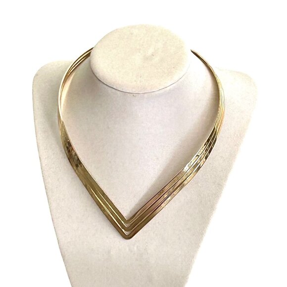 Gold-Tone Chevron Collar Necklace - Picture 7 of 7